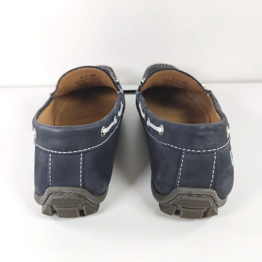 Riomar Waterman Navy Leather Boat Shoes Driving Loafers Coastal Mens 9 EU 42